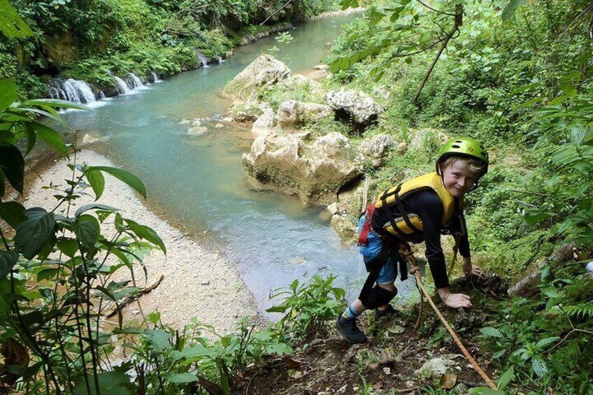 Fun climb to the river bank.