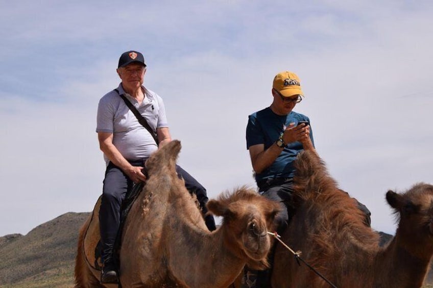 Our travelers on Mongolian camel