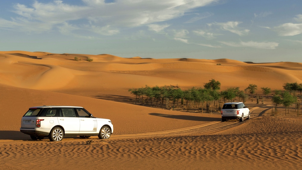 range rover in desert scene