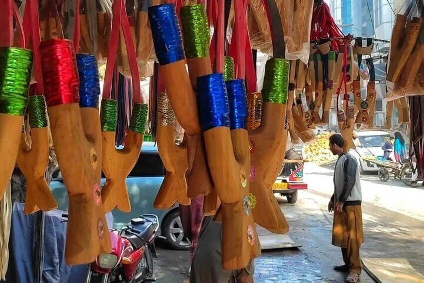 Sling shots still attract young and old in Peshawar Old Bazaar 
