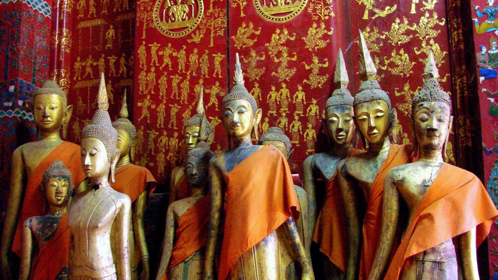 Golden statues from a temple in Luang Prabang