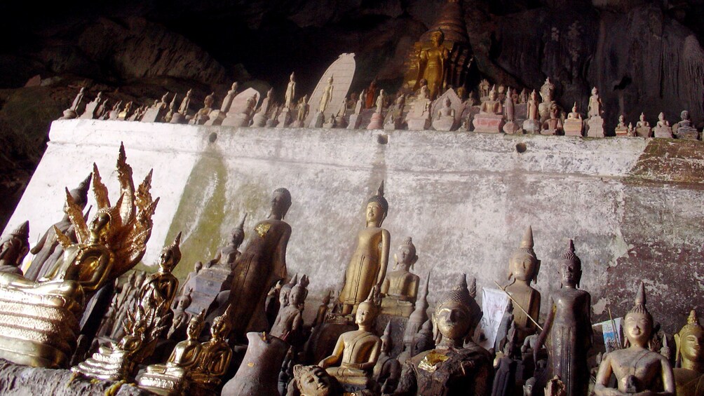 Numerous statues inside the Pak Ou caves in Laos