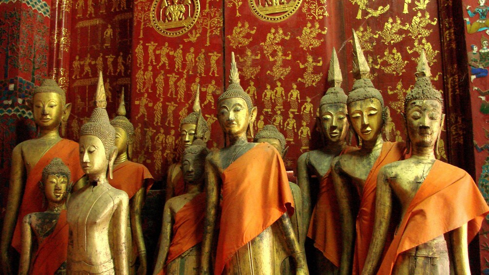 Golden statues from a temple at Luang Prabang Fu