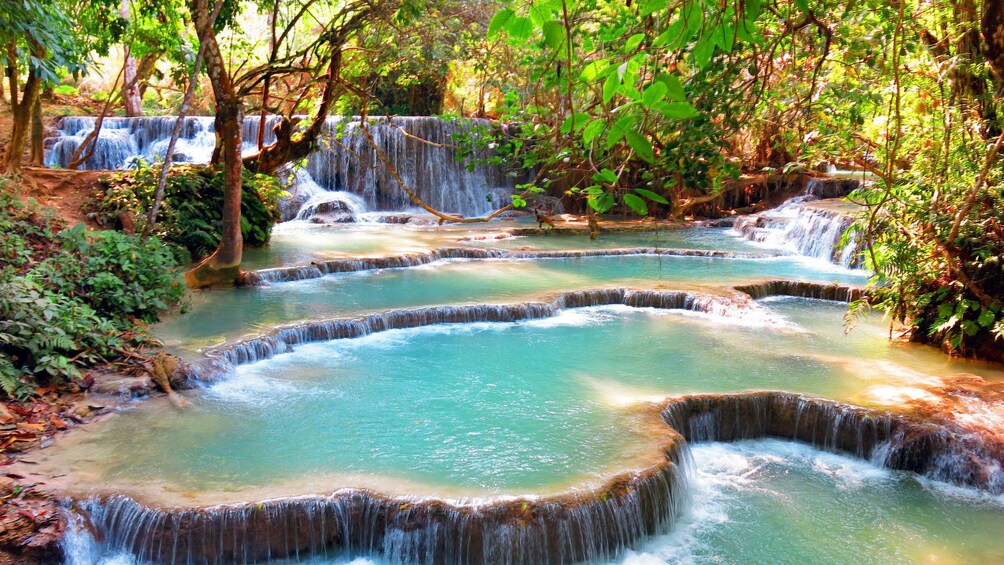 Bright turquoise pools at Kuang Si Falls