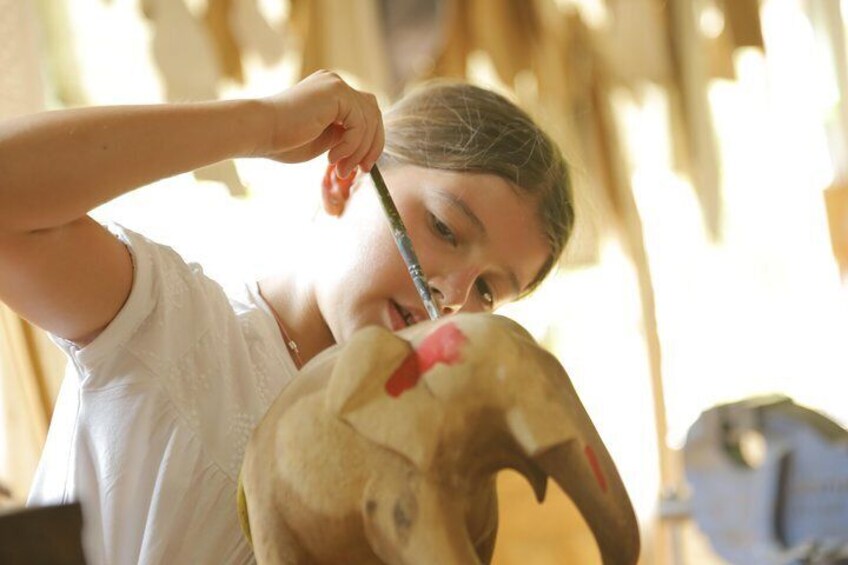 Wood Carving and Painting in Kandy