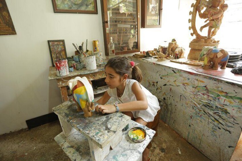 Wood Carving and Painting in Kandy