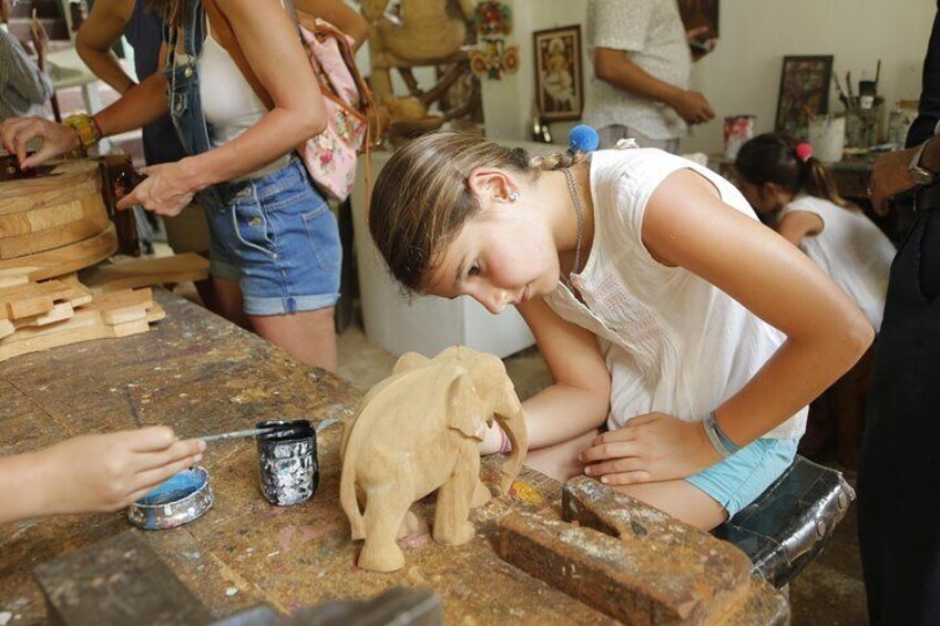 Wood Carving and Painting in Kandy