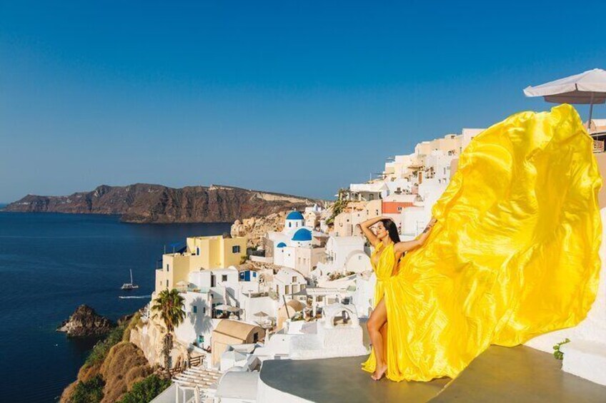 Santorini flying dress photo