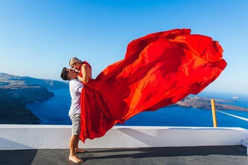 Santorini flying dress photo