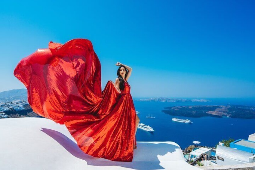 Santorini flying dress photo