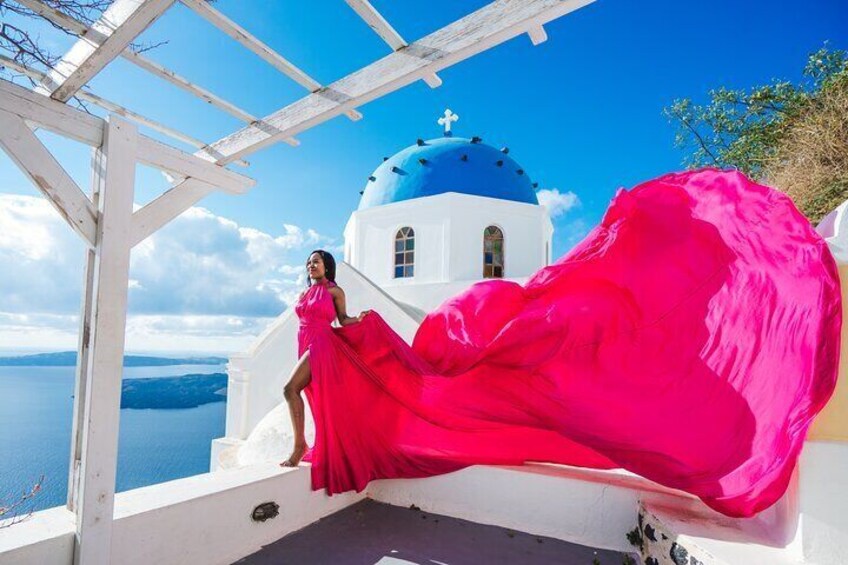 Santorini flying dress photo