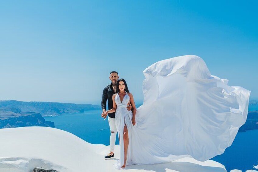 Santorini flying dress photo