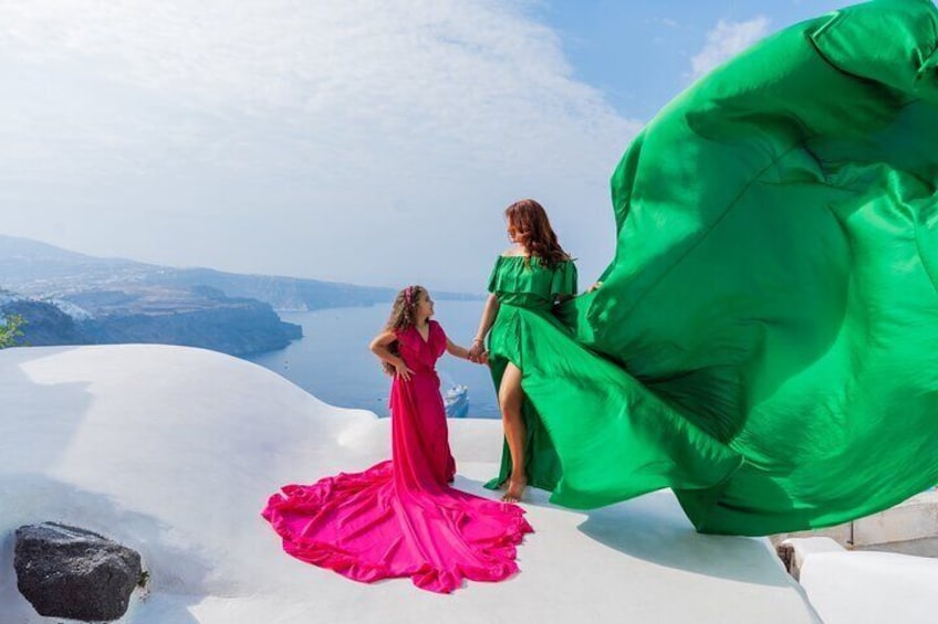 Santorini flying dress photo