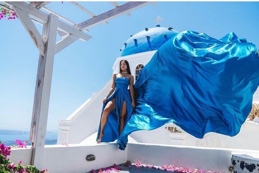 Santorini flying dress photo