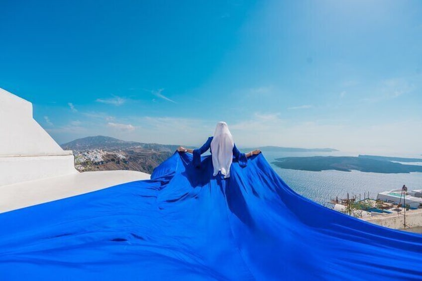 Santorini flying dress photo