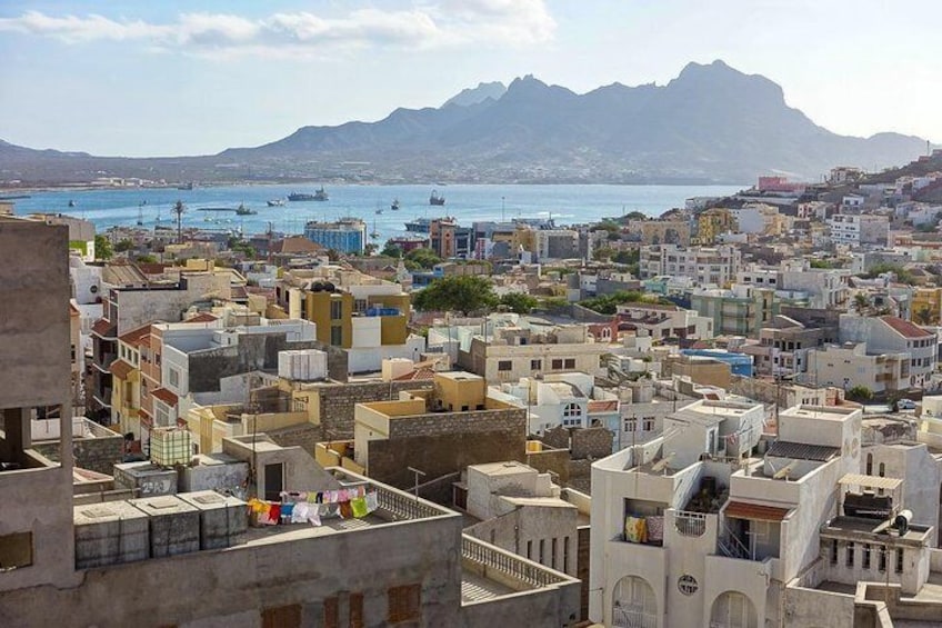 Beautiful Mindelo, bay with Monte Cara