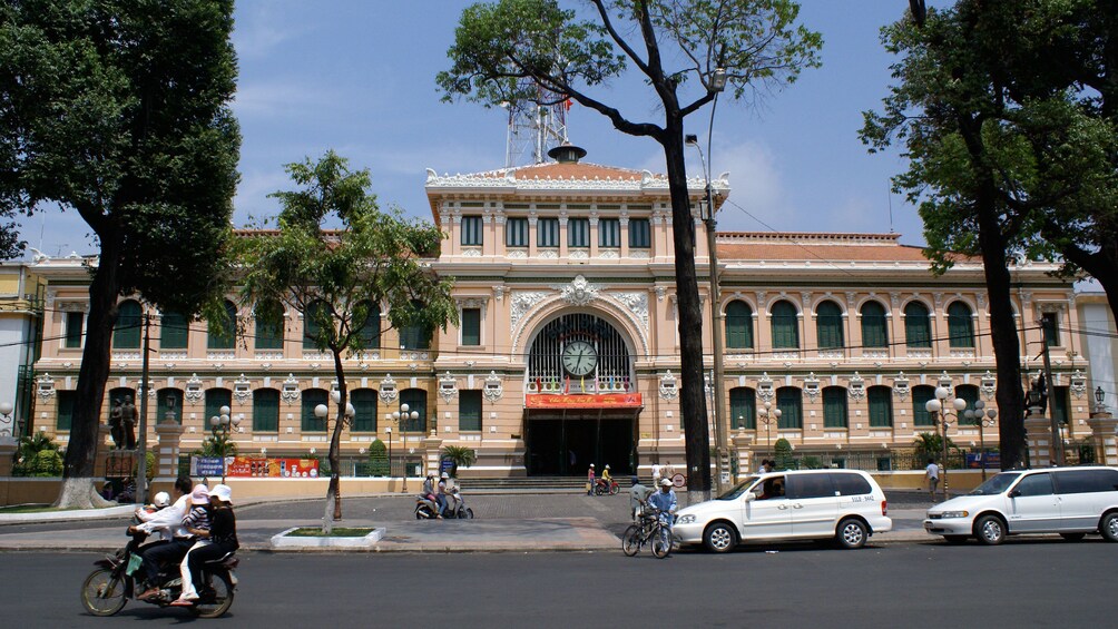 Front view of the Saigon Central Post Office in the downtown Ho Chi Minh City