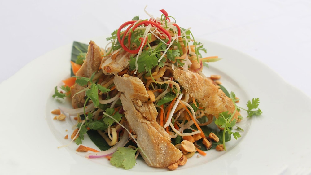 Plated food dish at the  Cooking Class in Phnom Penh