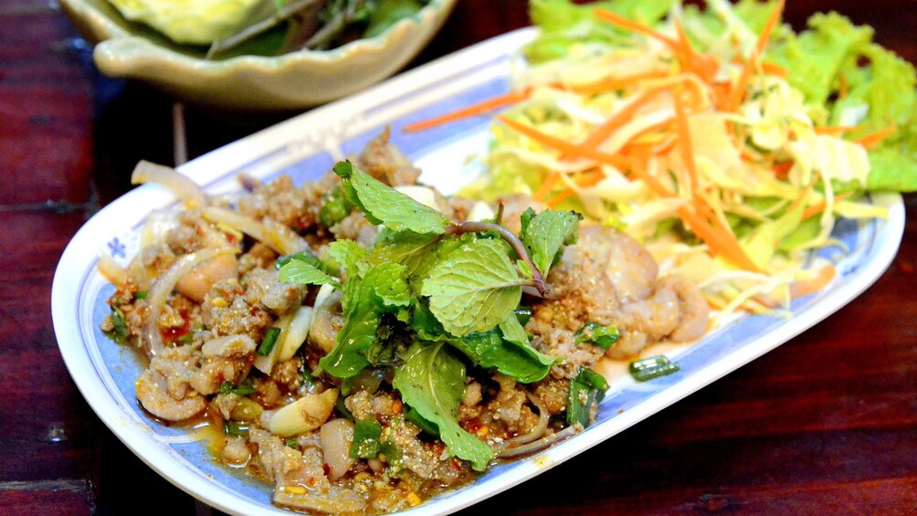 A traditional beef dish made a a cooking class in Laos