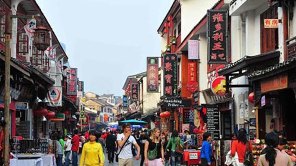 crowded street in Yangshuo