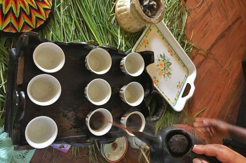 Traditional coffee ceremony with a local in Addis Ababa