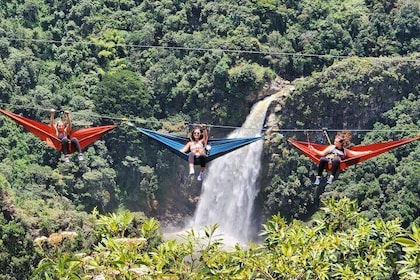 Dream Hammocks Plus Epic Zipline and Giant Waterfall Private Tour from Mede...