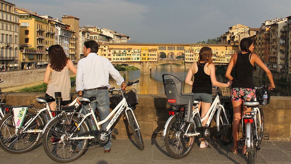 People at overlook on Electric Bike Tour in Italy