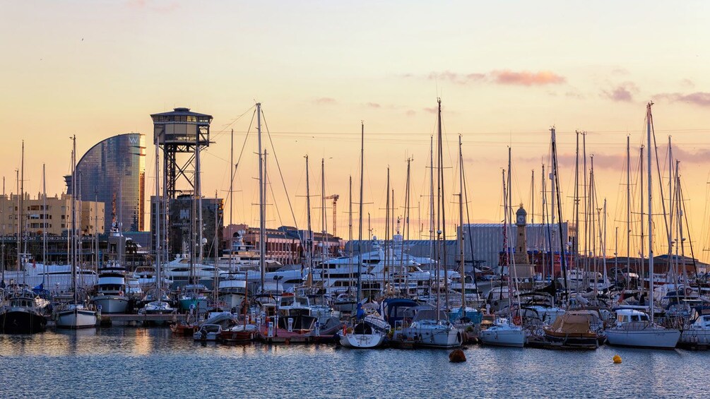 sailboats in marina in Barcelona