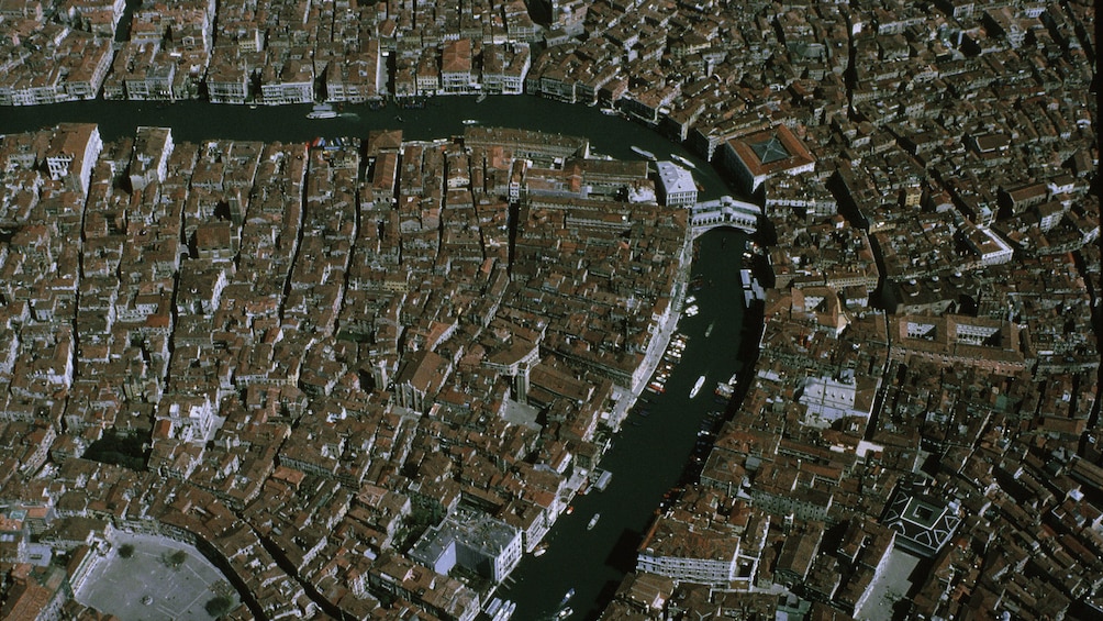 Aerial of the Grand Canal in Venice Italy 