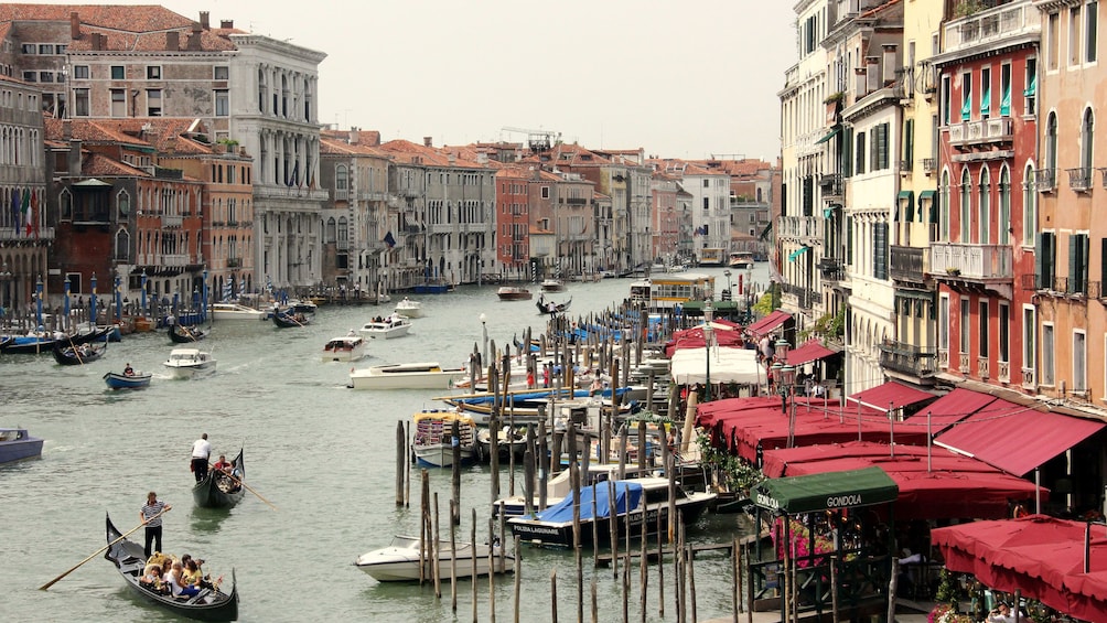 Aerial of the Grand canal in Venice Italy