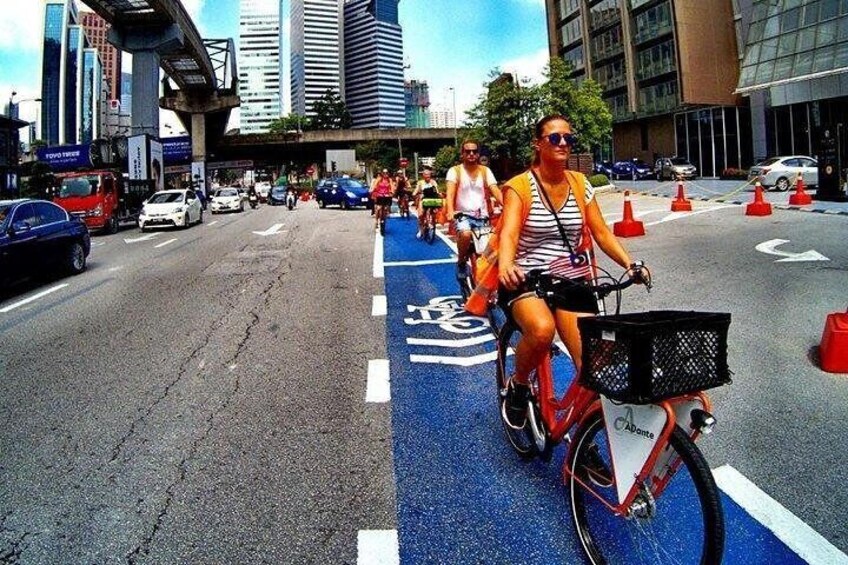 Blue cycle lanes ..