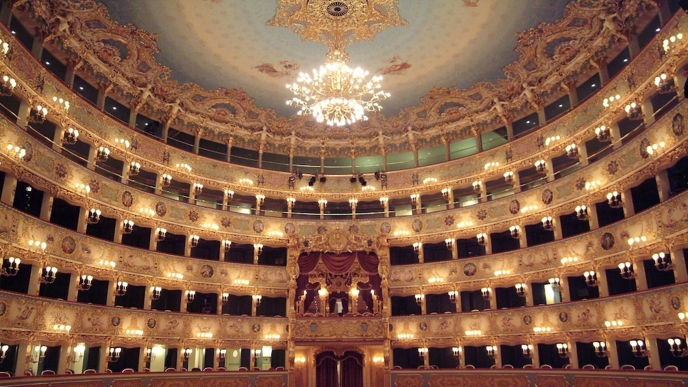 Landscape of seating area in the La Fenice Theater in Venice Italy 