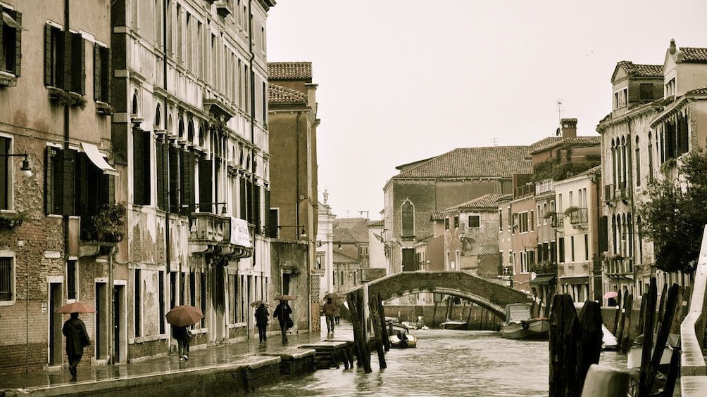 Back Alley And Pedestrian Bridge in Venice italy 