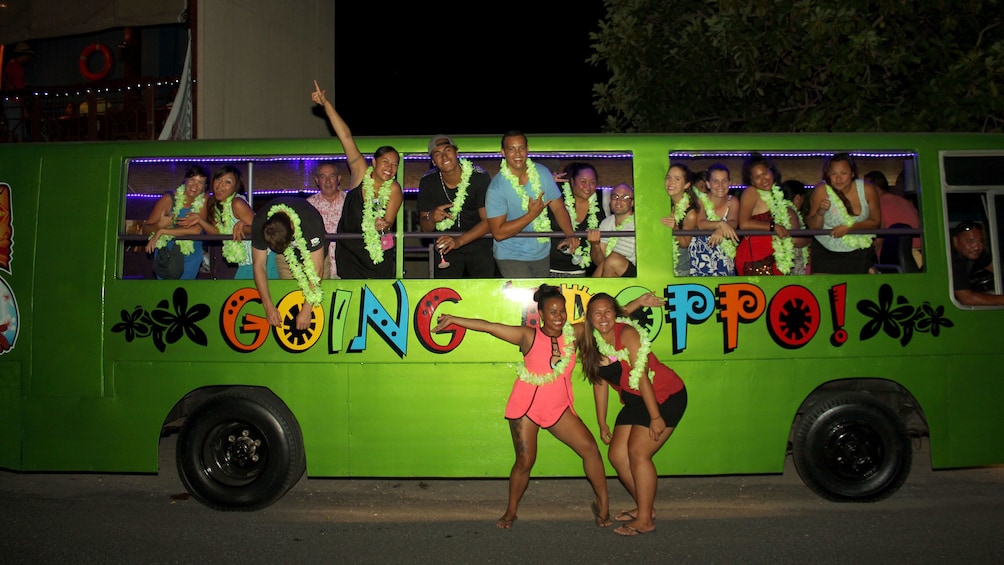 Tour bus in Cook Islands