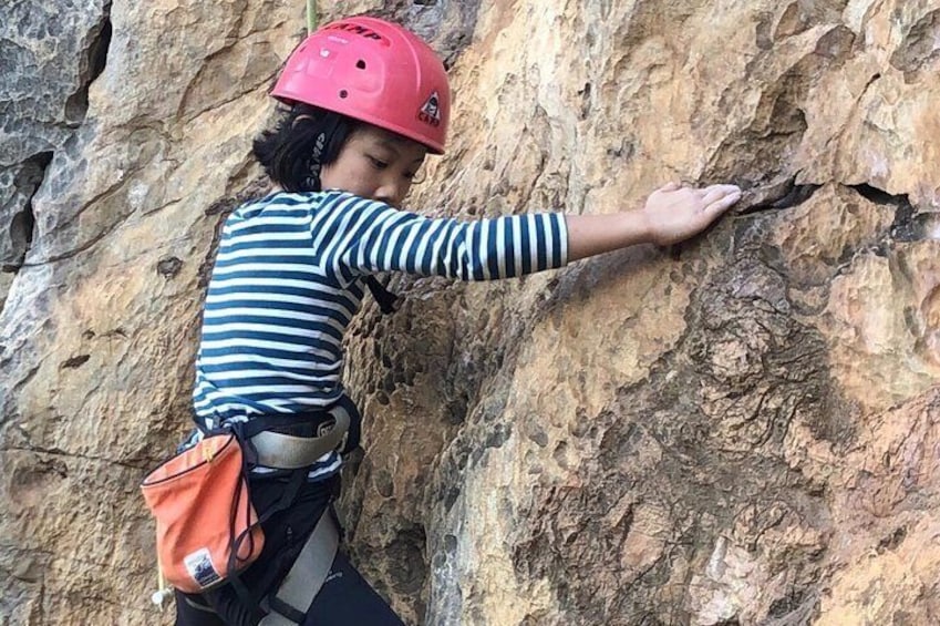 Rock Climbing guiding, top rope climbing includes full climbing gears and shoe.