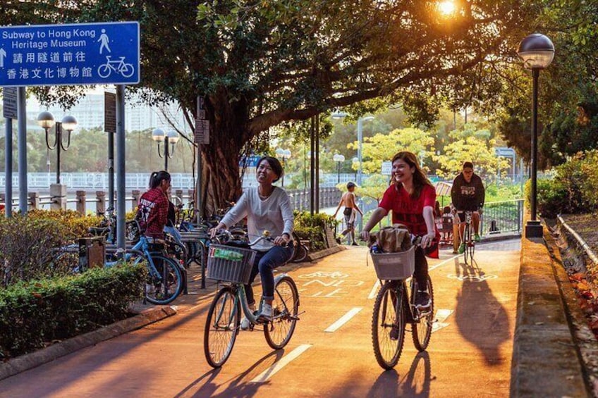 Riding along the picturesque waterfront trails