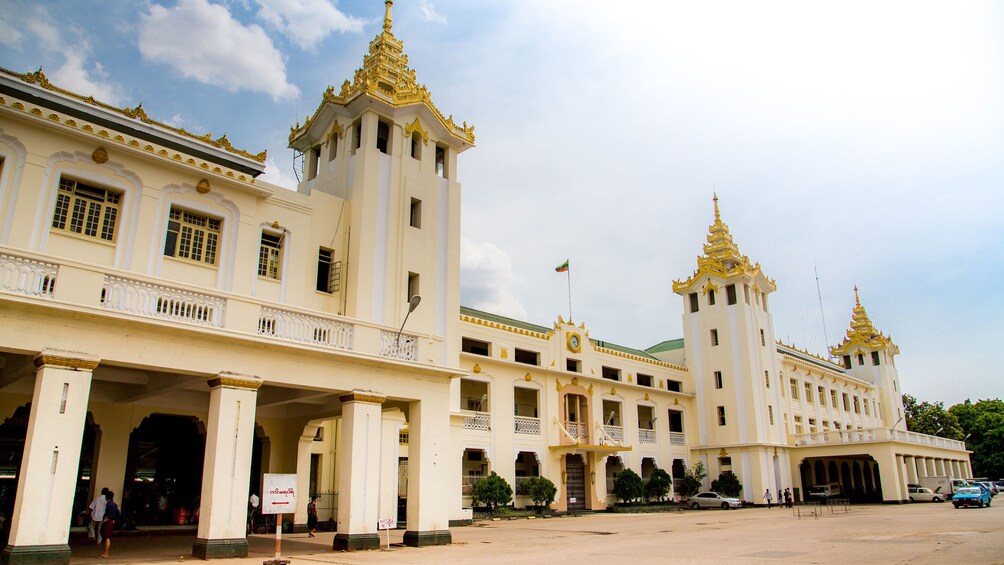 White and gold building of City Hall in Yangon