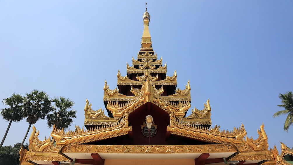 Ornate golden roof of a temple in Bago