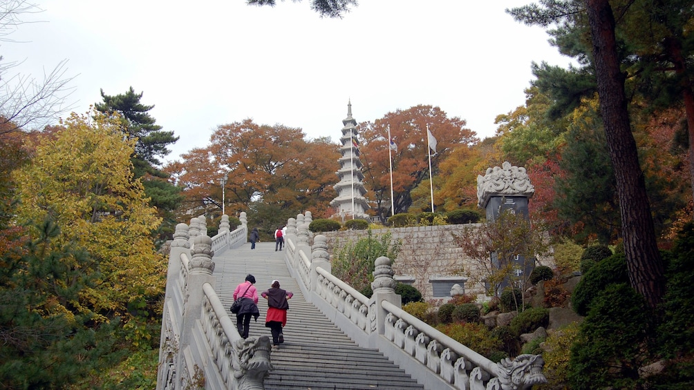 long stone stair case in seoul