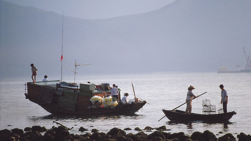 Crab fishermen at Cheng Chau Island in Hong Kong