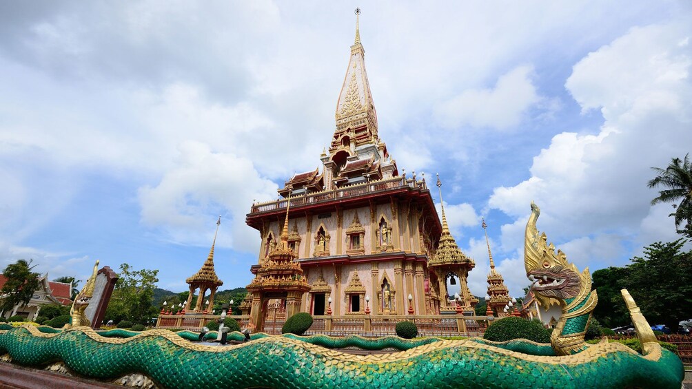 Temple with large snake sculpture in Phuket