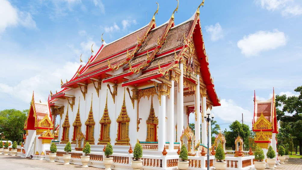 Red and white temple in Phuket