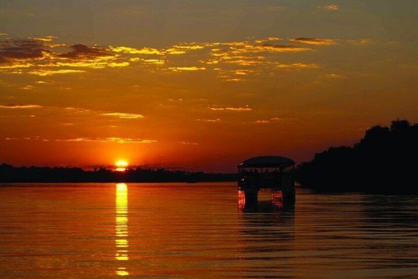 Sunset Boat Cruise on the Zambezi a few km above the Victoria Falls