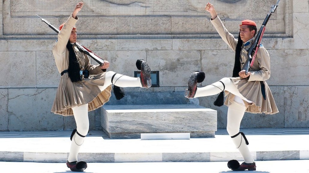 Marching guards at the Tomb of the Unkown Soldier in Athens