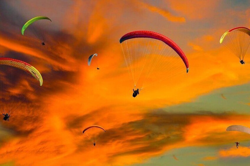 Morocco Marrakech Agafay Desert Paragliding Sunset.