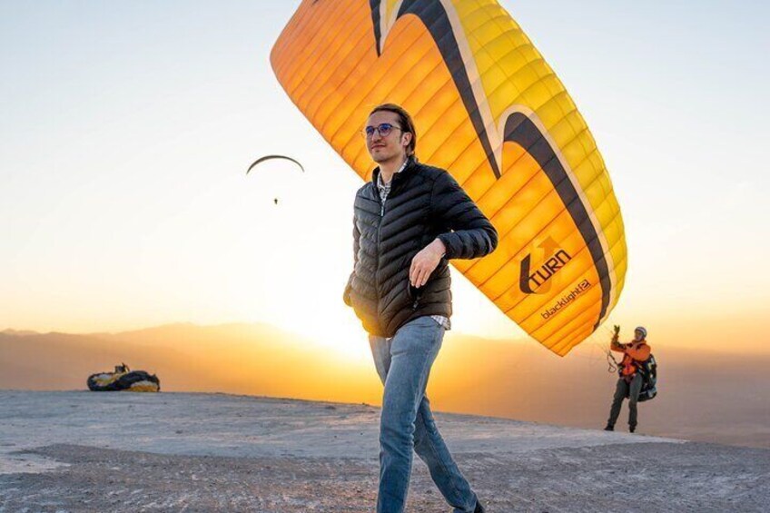 Morocco Marrakech Agafay Desert Paragliding Sunset.