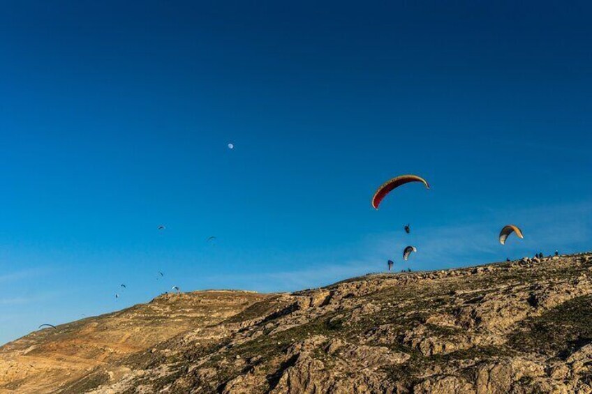 Morocco Marrakech Agafay Desert Paragliding Sunset.