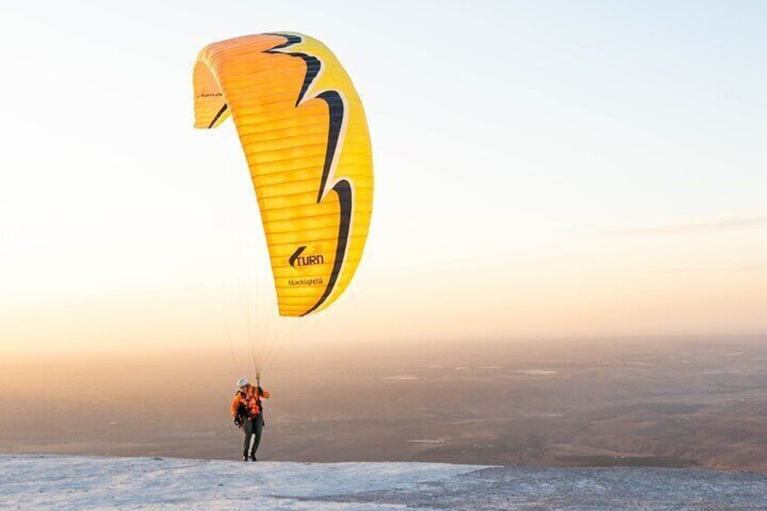 Morocco Marrakech Agafay Desert Paragliding Sunset.