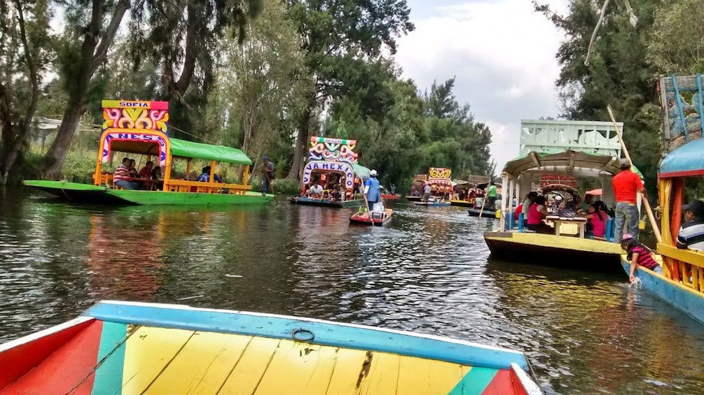 Carregar foto 3 de 10. Colorful boats on the Xochimilco Canals