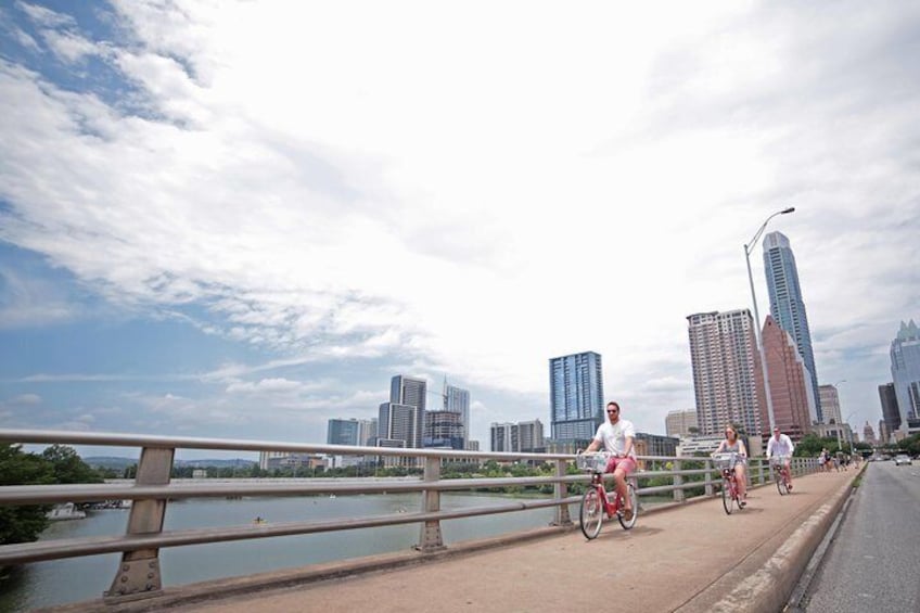 Biking across the famous Congress Bridge